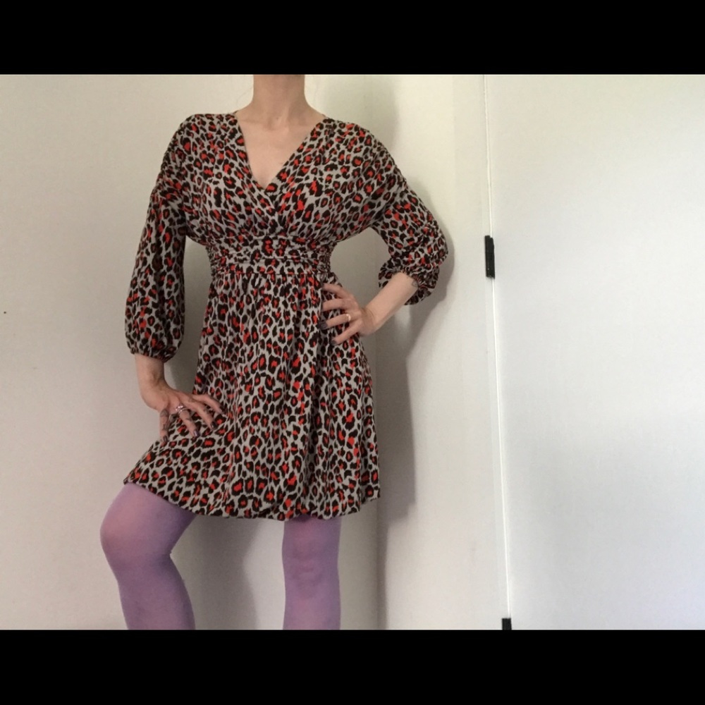 Moda International Orange Leopard Print Dress